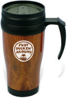 Travel Mugs: 14oz Wood Grain Travel Mugs
